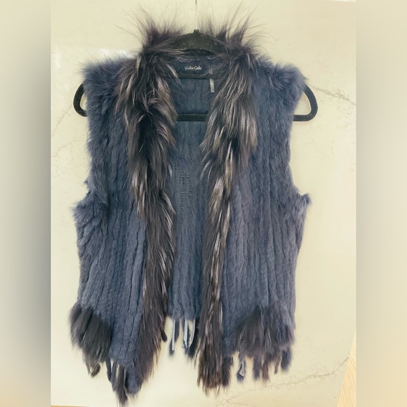 Real fur navy vest spring time size S - Picture 1 of 3